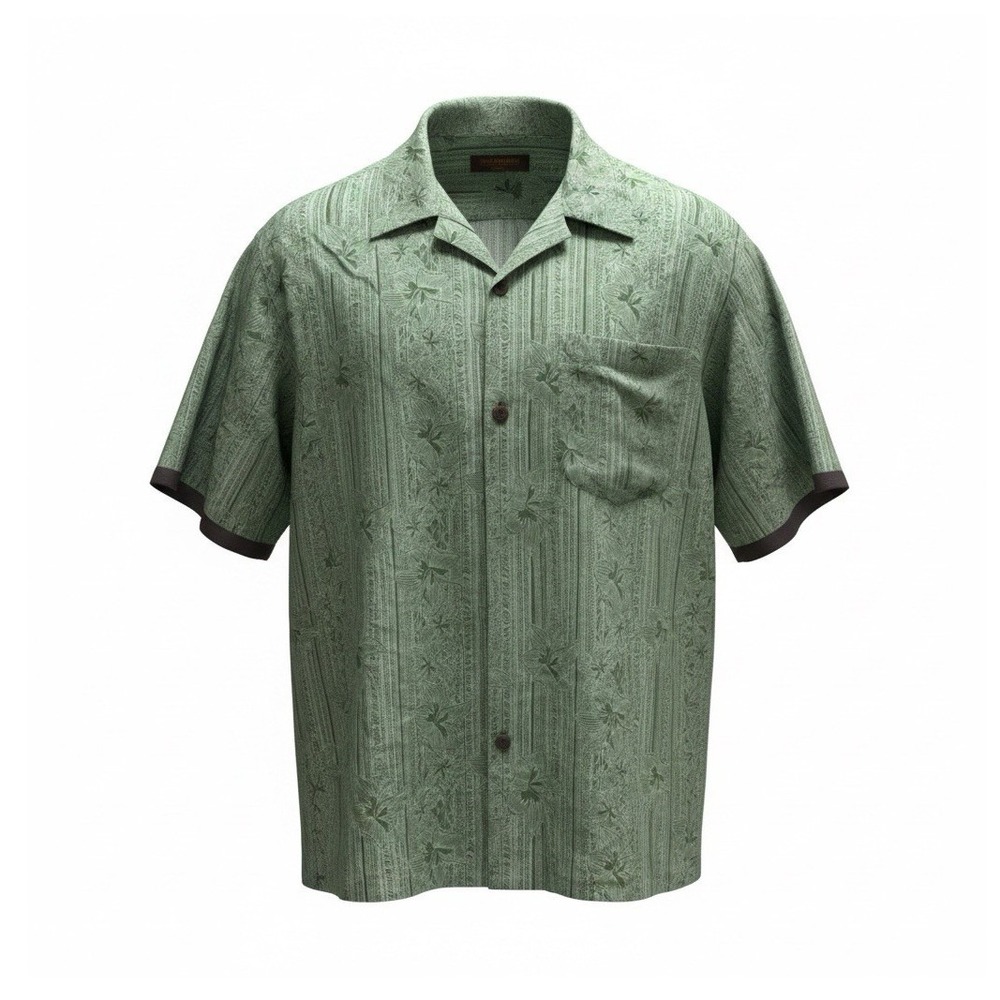 Tori Richard Mens‎ 3XB Big & Tall Green Tropical Camp Collar Short Sleeve Shirt